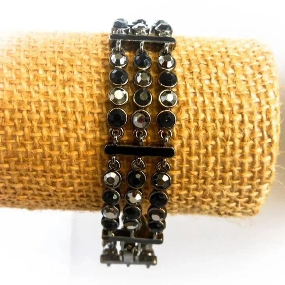Vintage Hematite Multi-Strand 7.5" Bracelet - Picture 1 of 4